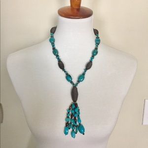 Coldwater Creek Turquoise and Brown Bead Necklace
